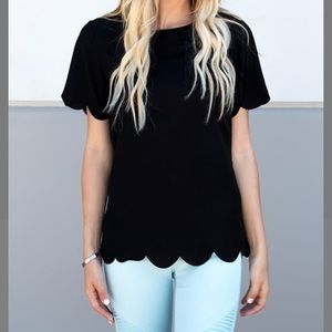Black Scalloped Blouse
